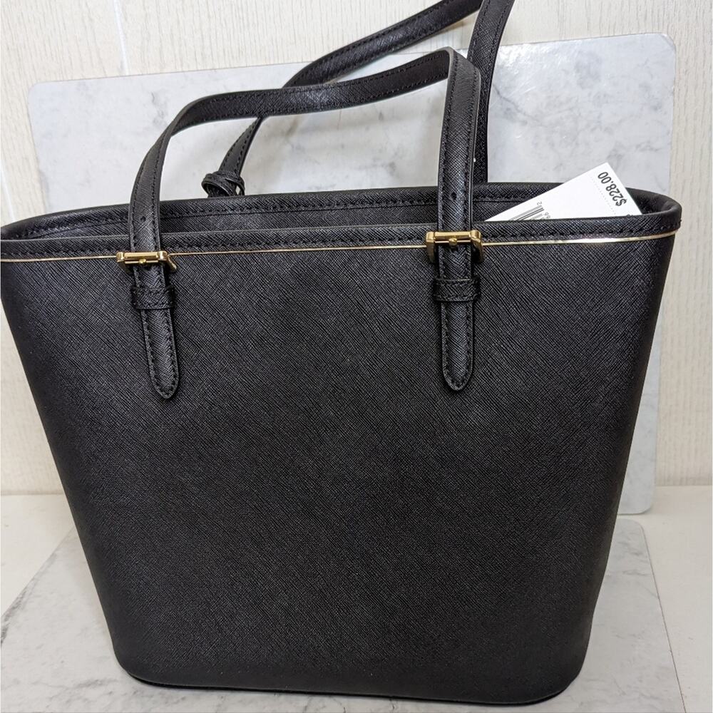 Michael Kors black handbag tote Frame jet set saffiano leather medium - Picture 9 of 13